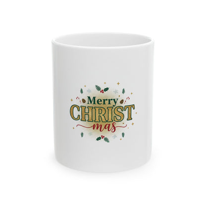 Christmas Mug - "Merry Christmas" Festive Holiday Ceramic Coffee Cup (11oz & 15oz)