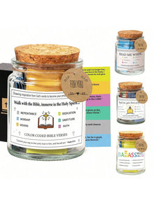 Christian Cards Jar Colorful Bible Verses Jar Handmade Christian Colorful Bible Glass Jar，Scripture Prayer Cards Hope Jar