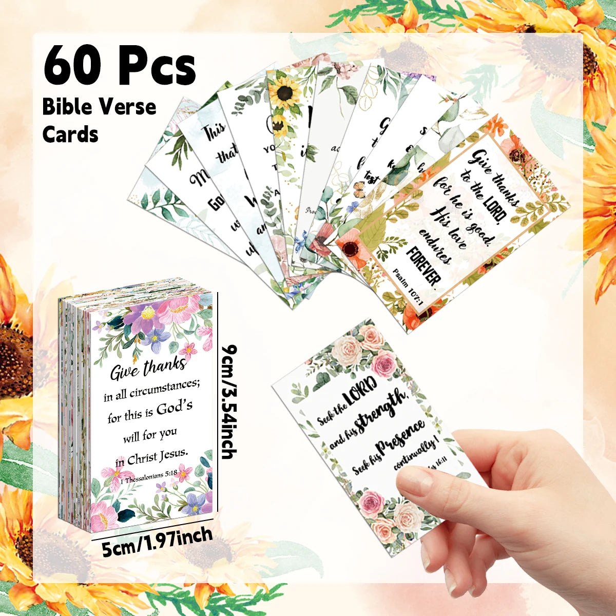 60Pcs Bible Scripture Cards Inspirational Quote Cards Christian Gifts Encouragement Card for Students Friends Bible Verse Cards