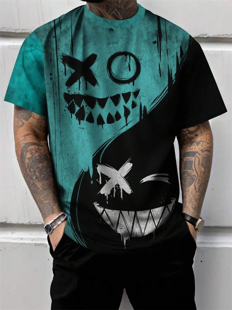 Christianity Cross Print Men's Fashion T-shirt Summer Daily Casual Mens Short-sleeved Top Outdoor Street Men's Religious T-shirt