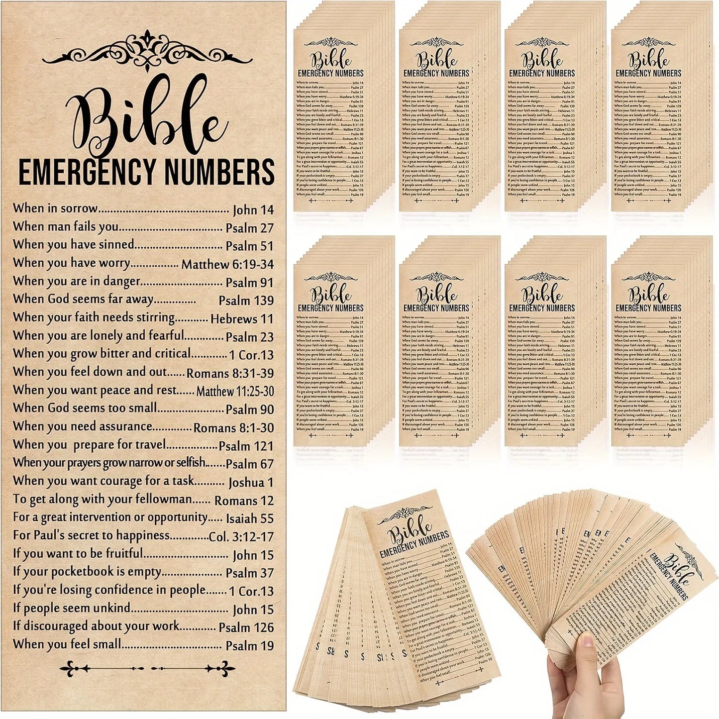 50/100pcs Bible Emergency Number Bookmarks Christian Gifts Religious Bible Verse Bookmarks Christian Bookmarks