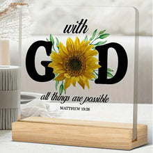 Christian Gift Religious Bible With God All Things Are Possible Sunflower Table Decor Acrylic Plaque Sign Home Desk Decoration