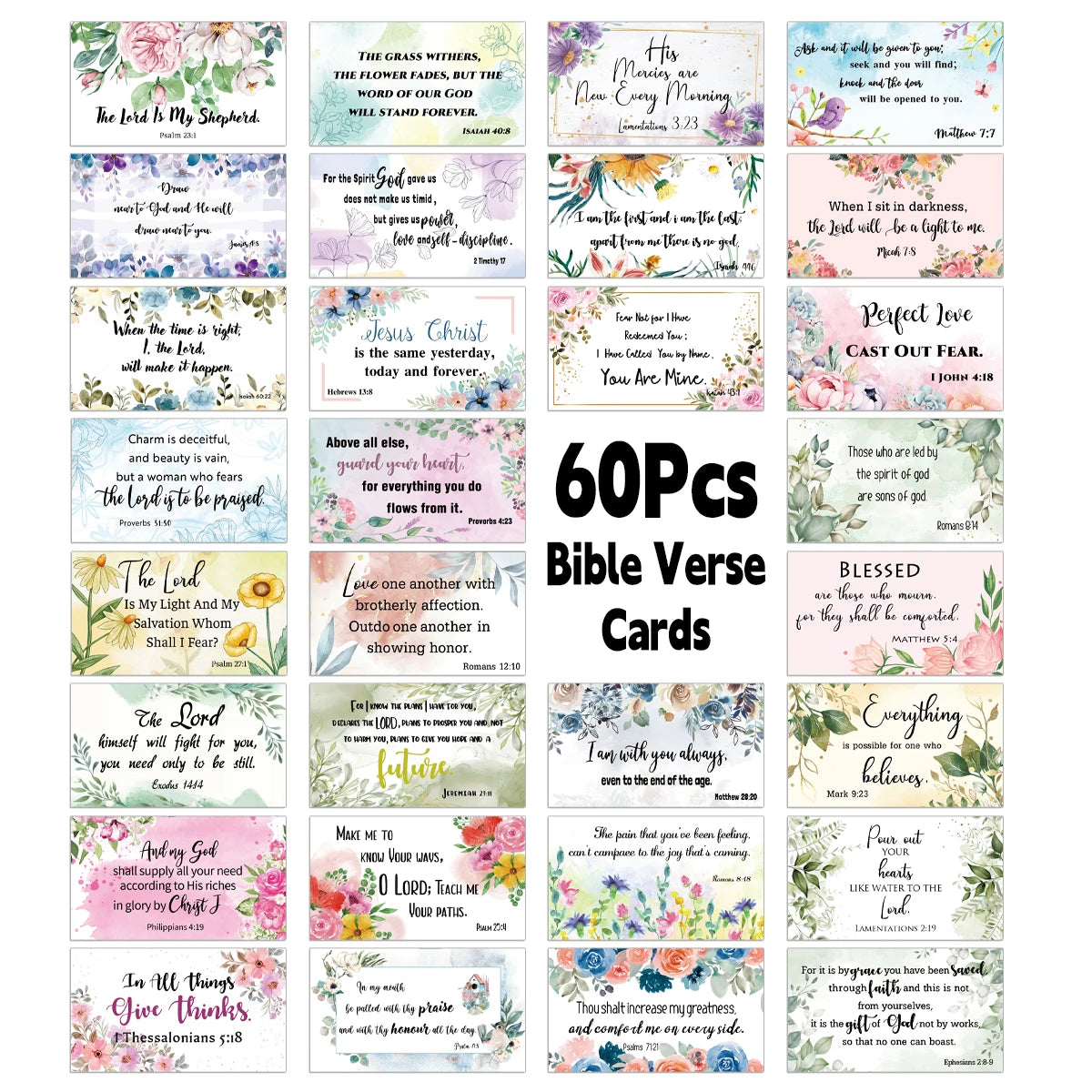 60Pcs Bible Scripture Cards Inspirational Quote Cards Christian Gifts Encouragement Card for Students Friends Bible Verse Cards