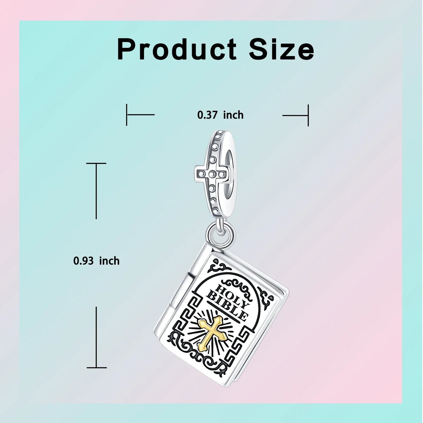 925 Sterling Silver Book Holy Bible Cross Religion Pendant Charm Fit Charms Bracelets Women DIY Jewelry Gift